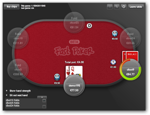 Relaxing with some fast-fold poker. Screenshot based on demo site with free-play bots.