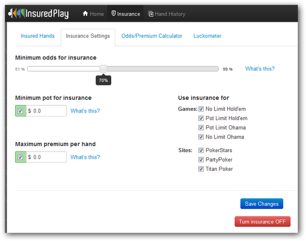 Configuring Insurance on InsuredPlay.com