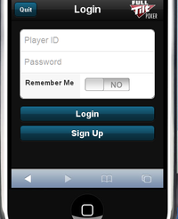 Login screen for the new rush poker on the iPhone