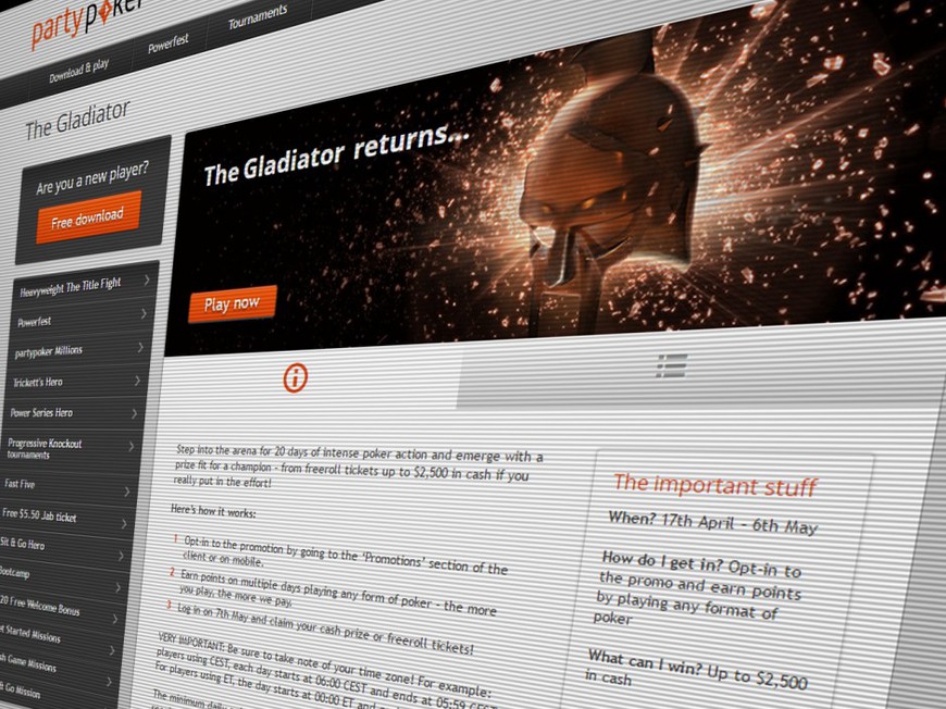 The Return of The Gladiator Shows Partypoker Still Caters to High Volume Players