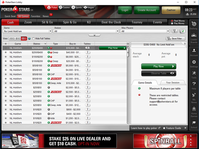 PokerStars Simplifies the Lobby and Removes Table Selection Tools