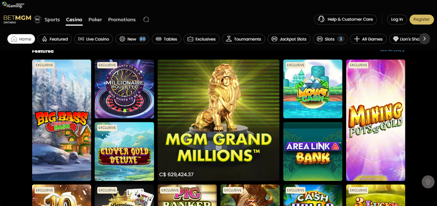 the betmgm casino ontario homepage, showing a variety of exciting slot titles. Why BetMGM is the Best Ontario Online Casino for Slots Fans