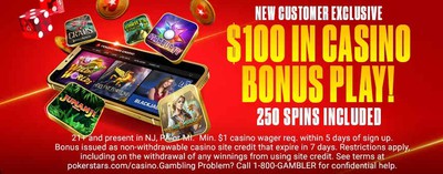 PokerStars Casino $100 bonus image. PokerStars $100 Instant Casino Bonus: Even Better Than Before!