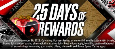 Santa Came Early to US Online Casinos: PokerStars 25 Days of Rewards